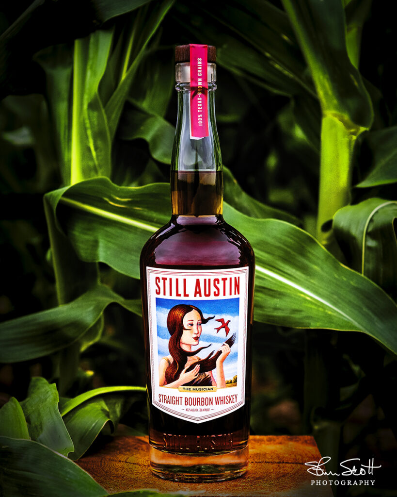 Still Austin Bourbon Whiskey bottle shot by Steve Scott Photography